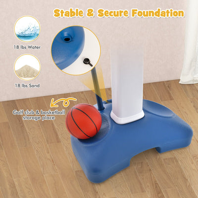 4-In-1 Adjustable Kids Basketball Hoop with Ring Toss Sticky Ball