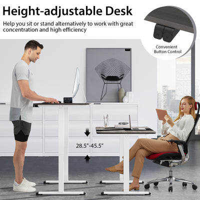 55 Inch Electric Height Adjustable Office Desk with Hook-Dark Gray