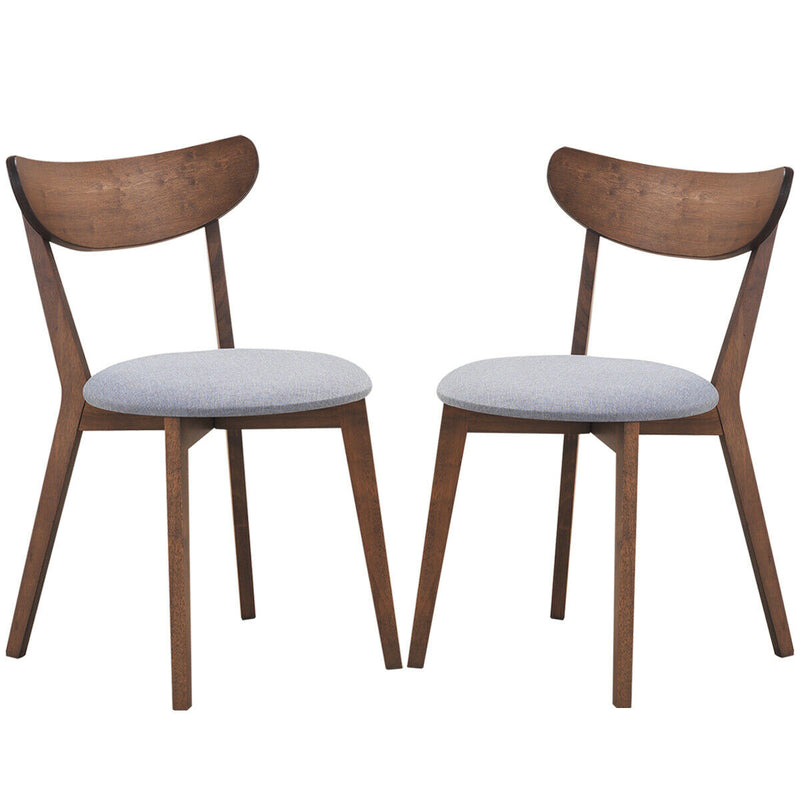 Set of 2 Dining Chairs Upholstered Curved Back Side