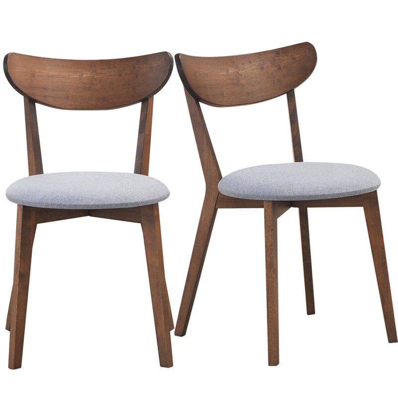 Set of 2 Dining Chairs Upholstered Curved Back Side