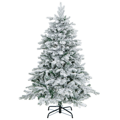 4.5/6/7 Feet Flocked Christmas Tree with Warm White LED Lights-4.5 ft