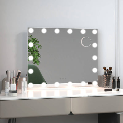 Vanity Mirror with 18 Dimmable LED Bulbs and 3 Color Lighting Modes-White