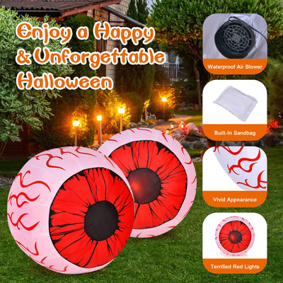 2 Pack 3 Feet Halloween Inflatable Eyeballs with Air Blower