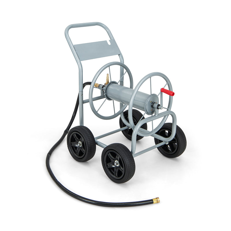 Garden Hose Reel Cart Holds 330ft of 3/4 Inch or 5/8 Inch Hose-Silver