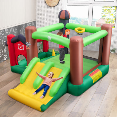 Farm Themed 6-in-1 Inflatable Castle with Trampoline and 735W Blower