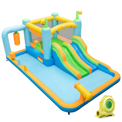 Giant Inflatable Water Slide for Backyard Kids Aged 3-10 Years with 735W Blower