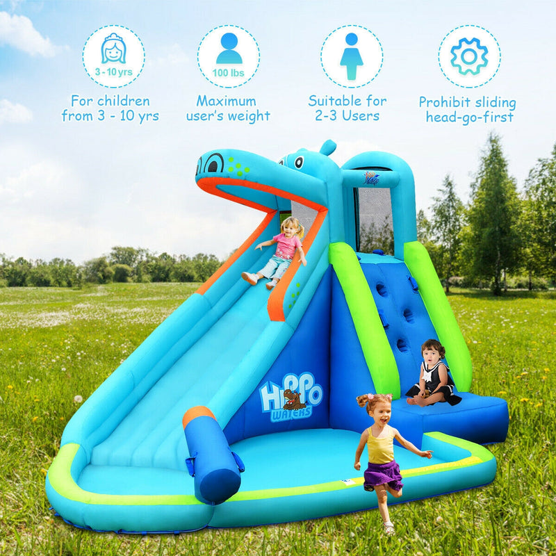 Hippo Inflatable Water Slide Bounce House with Air Blower