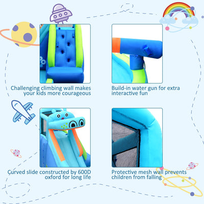 Hippo Inflatable Water Slide Bounce House with Air Blower