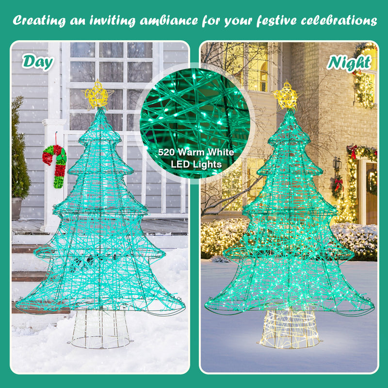 4 Feet Lighted Artificial Christmas Tree with 520 LED Lights and Top Star