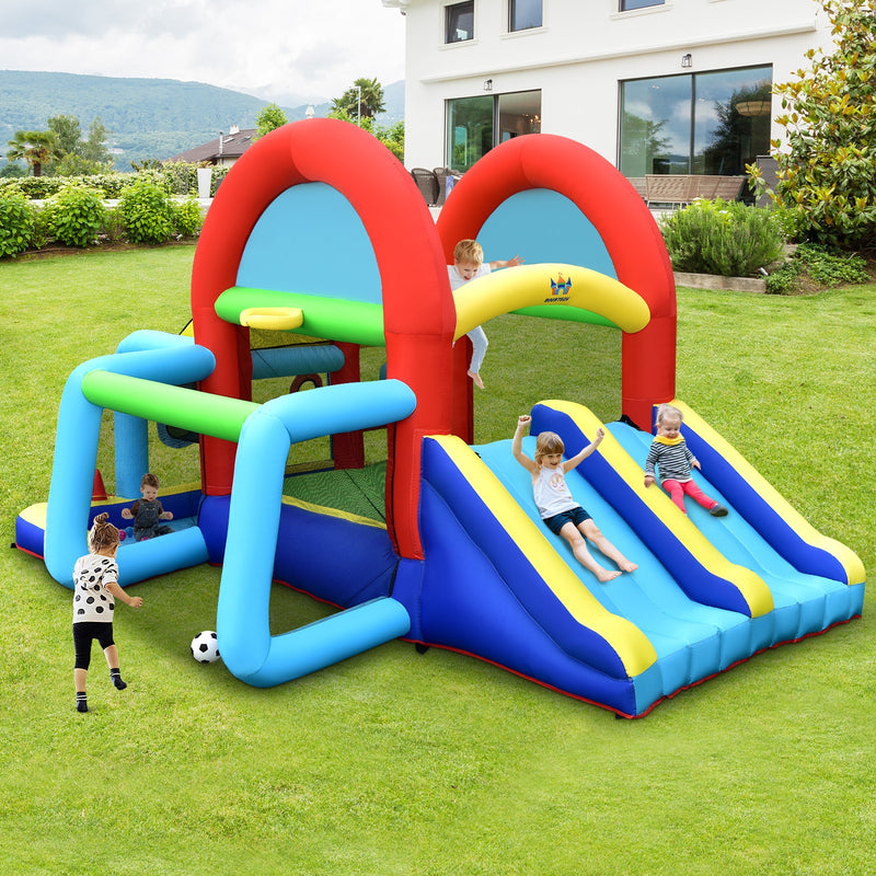 Inflatable Jumping Castle Bounce House with Dual Slides and 480W Blower