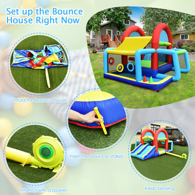 Inflatable Jumping Castle Bounce House with Dual Slides and 480W Blower