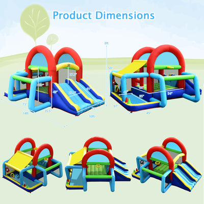 Inflatable Jumping Castle Bounce House with Dual Slides and 480W Blower