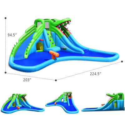 Inflatable Crocodile Water Slide Climbing Wall Bounce House