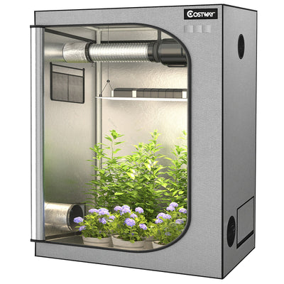 48 x 24 x60 Inch Mylar Hydroponic Grow Tent with Observation Window-Gray