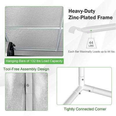 48 x 24 x60 Inch Mylar Hydroponic Grow Tent with Observation Window-Gray