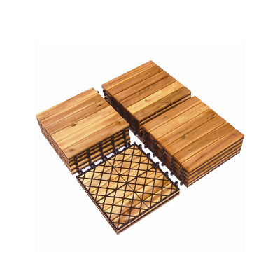 27 Pieces Interlocking Acacia Wood Interlocking Patio Deck Tile