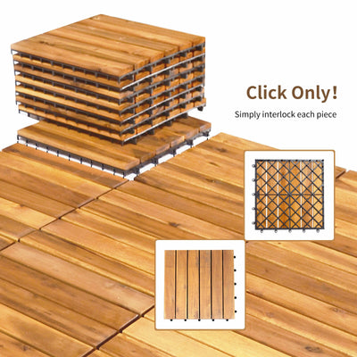 27 Pieces Interlocking Acacia Wood Interlocking Patio Deck Tile