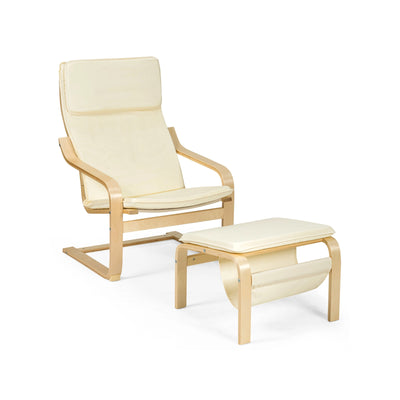 Relax Bentwood Lounge Chair Set with Magazine Rack-White