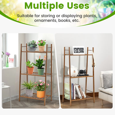 3 Tiers Vertical Bamboo Plant Stand-Brown