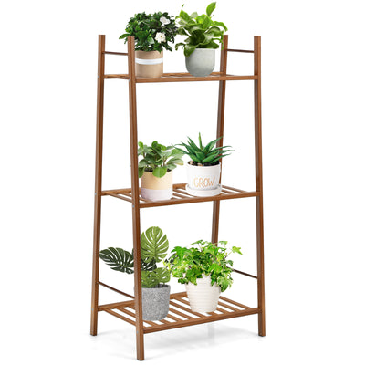 3 Tiers Vertical Bamboo Plant Stand-Brown