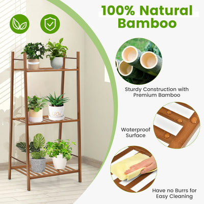 3 Tiers Vertical Bamboo Plant Stand-Brown