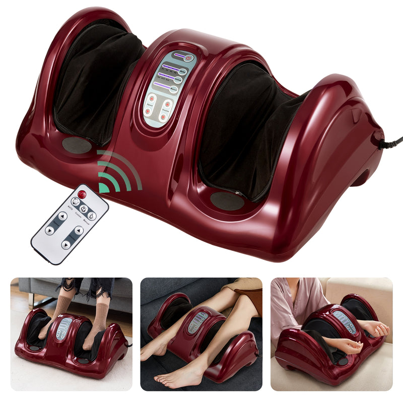 Therapeutic Shiatsu Foot Massager with High Intensity Rollers-Dark Red