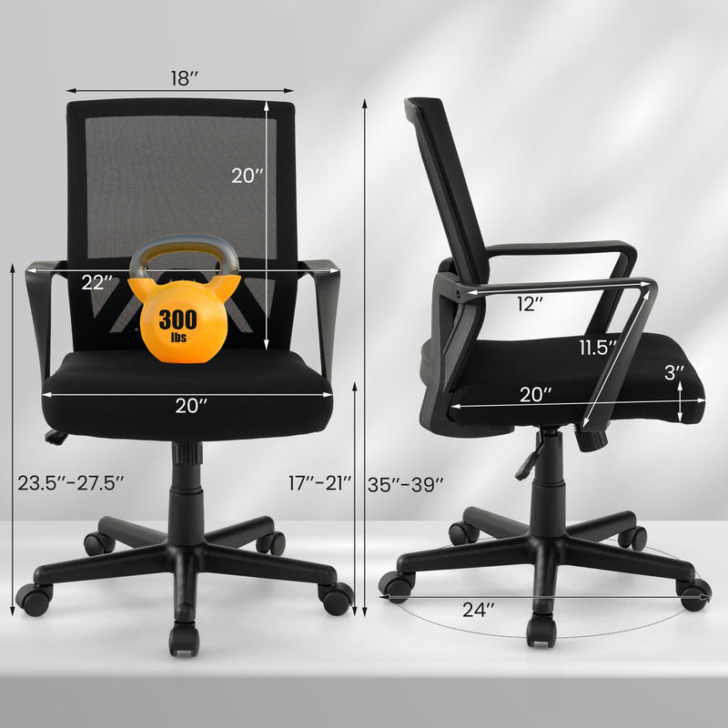 Ergonomic Desk Chair with Lumbar Support and Rocking Function-Black