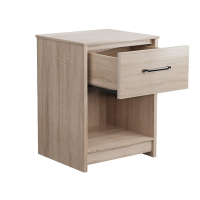 Wooden End Side Table Nightstand with Drawer Storage Shelf-Natural