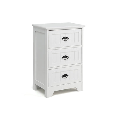 3-Drawer End Storage Wood Side Nightstand-White