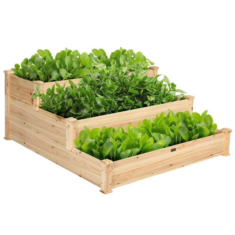 3 Tier Elevated Wooden Vegetable Garden Bed