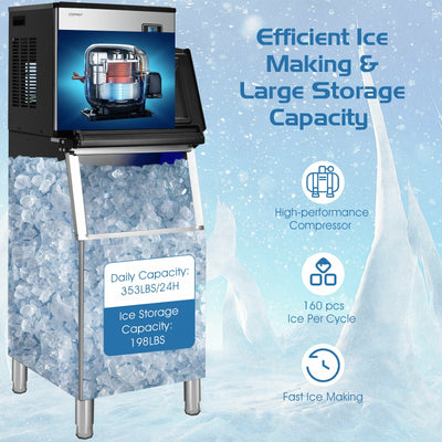 353LBS/24H Split Commercial Ice Maker with 198 LBS Storage Bin