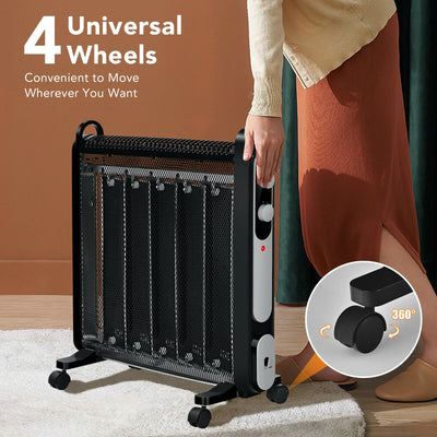 Electric Mica Space Portable Heater with Adjustable Thermostat-Black