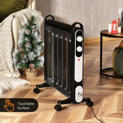 Electric Mica Space Portable Heater with Adjustable Thermostat-Black