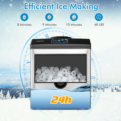 2-in-1 Stainless Steel Countertop Ice Maker with Water Dispenser