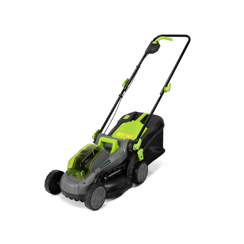 13 Inch Cordless Lawn Mower with Brushless Motor  4Ah Battery and Charger-Green