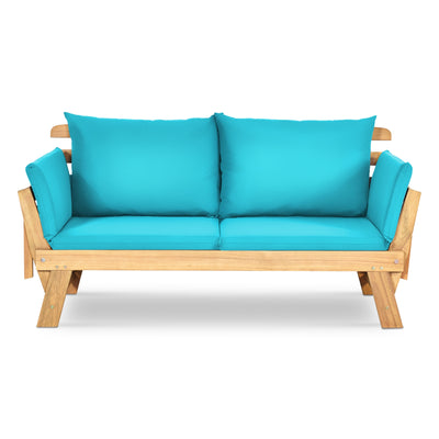 Adjustable  Patio Convertible Sofa with Thick Cushion-Turquoise