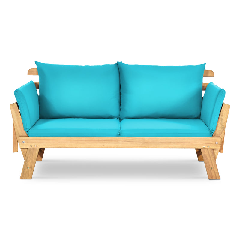 Adjustable  Patio Convertible Sofa with Thick Cushion-Turquoise