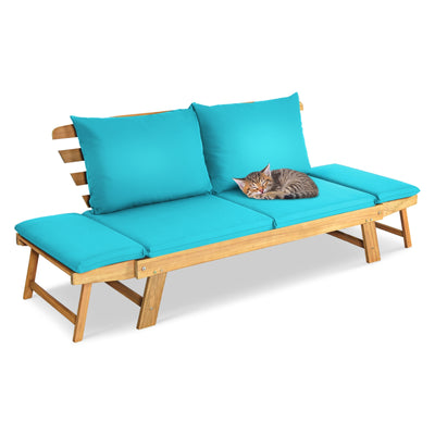 Adjustable  Patio Convertible Sofa with Thick Cushion-Turquoise