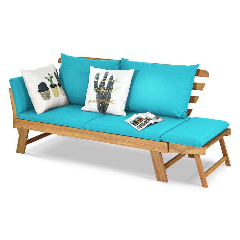 Adjustable  Patio Convertible Sofa with Thick Cushion-Turquoise