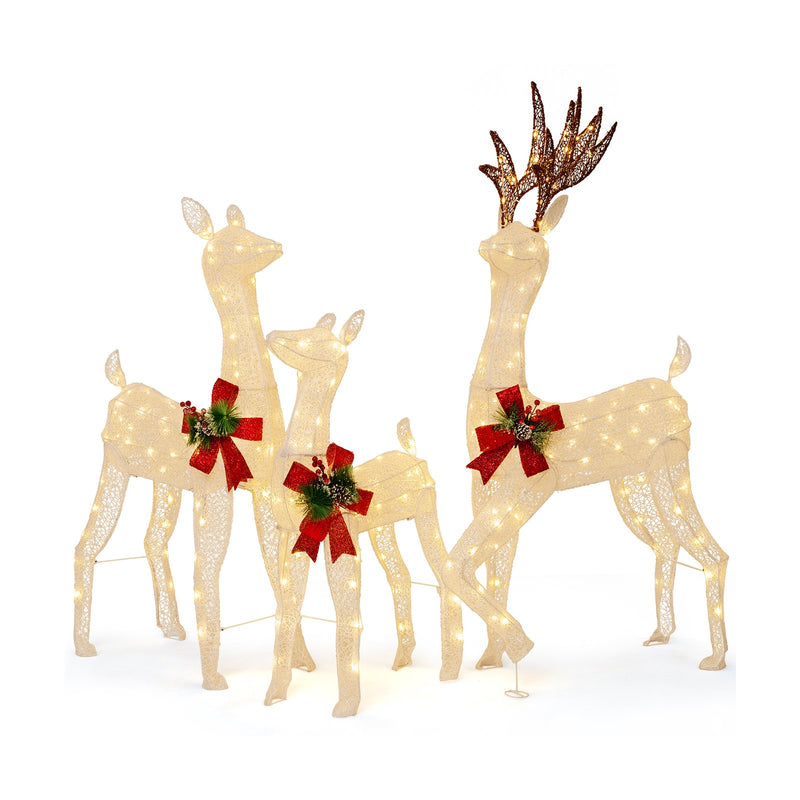 3-Piece Pre-lit Christmas Reindeer Family with 230 Warm White LED Lights