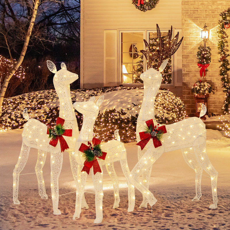 3-Piece Pre-lit Christmas Reindeer Family with 230 Warm White LED Lights