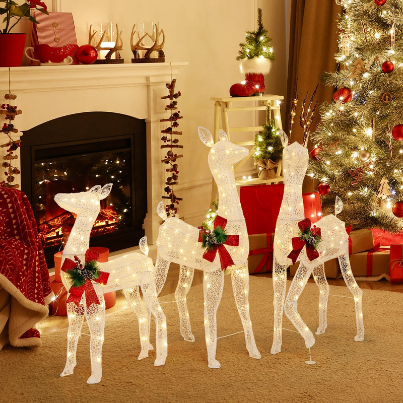 3-Piece Pre-lit Christmas Reindeer Family with 230 Warm White LED Lights