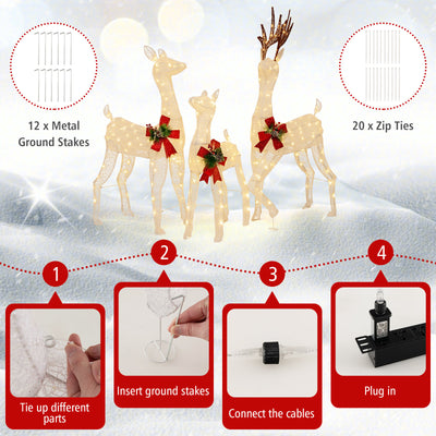 3-Piece Pre-lit Christmas Reindeer Family with 230 Warm White LED Lights