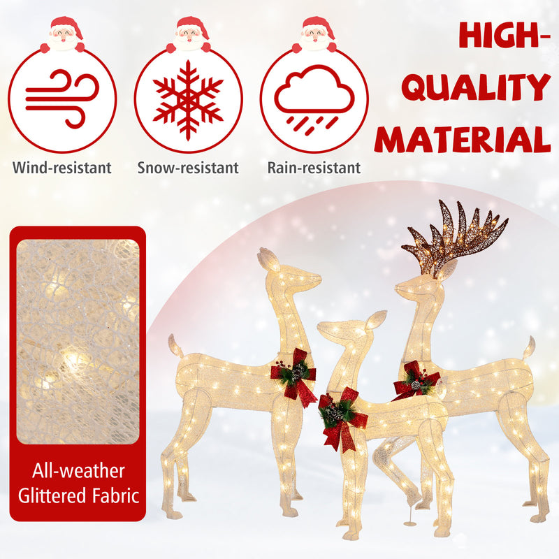 3-Piece Pre-lit Christmas Reindeer Family with 230 Warm White LED Lights