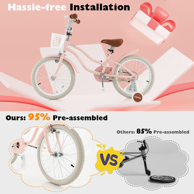 Children Bicycle with Front Handbrake and Rear Coaster Brake-Pink