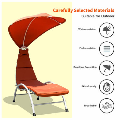 Patio Hanging Swing Hammock Chaise Lounger Chair with Canopy-Orange