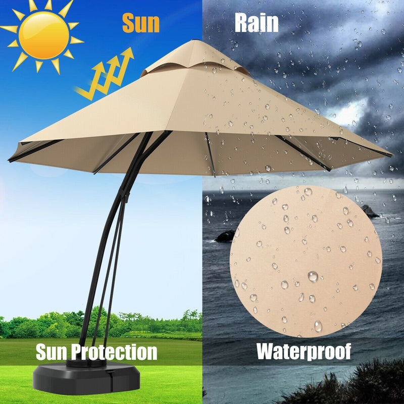 11 Feet Outdoor Cantilever Hanging Umbrella with Base and Wheels-Beige