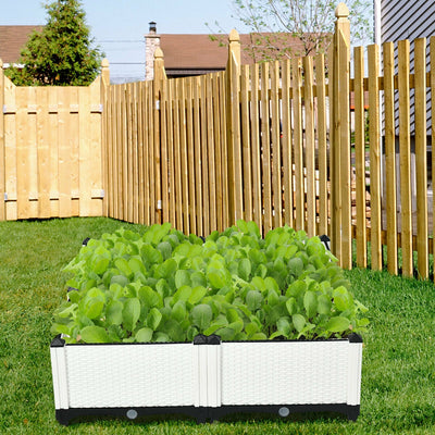 Set of 4 Elevated Flower Vegetable and Herb Grow Planter Box-White