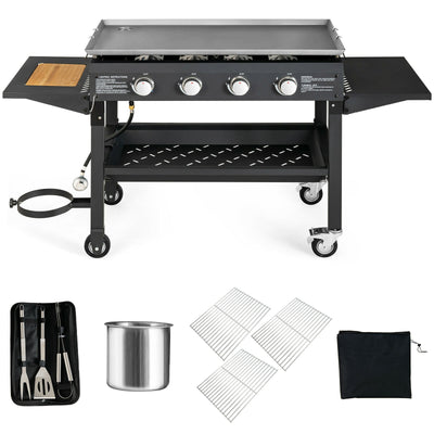 60000BTU 4 Burner Foldable Outdoor Propane Gas Grill with Wheels