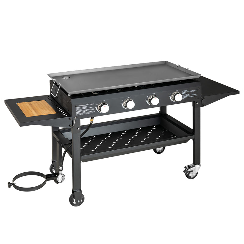 60000BTU 4 Burner Foldable Outdoor Propane Gas Grill with Wheels